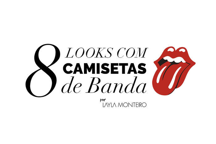 Layla Monteiro 8 looks com camiseta de banda Rolling Stones t-shirt