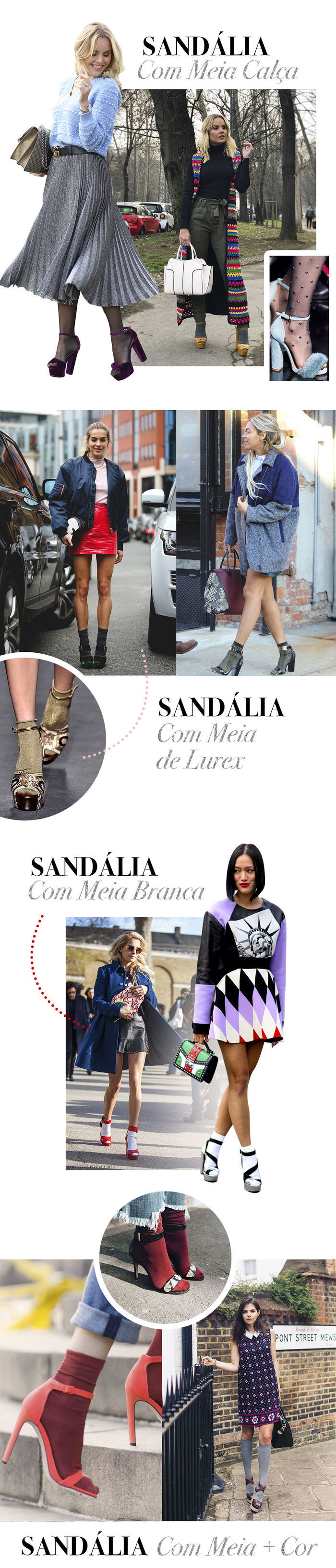 Layla Monteiro como usar sandália com meia calça meia soquete branca meia lurex colorida tendência