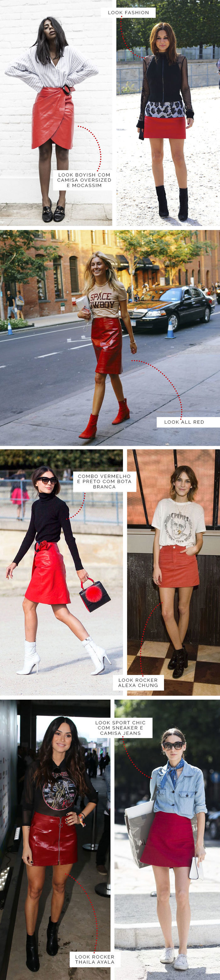 Layla Monteiro looks com saia vermelha como usar Thaila Ayala Alexa Chung