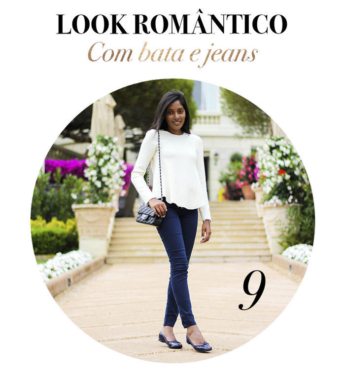 Layla Monteiro como usar sapatilha look romântico bata branca jeans