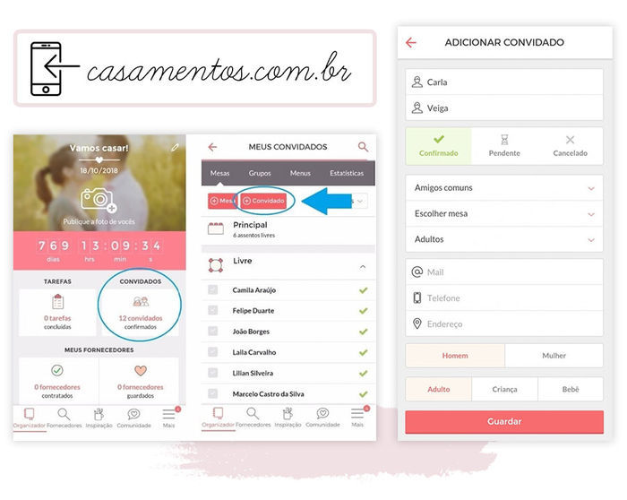 Aplicativos organização de casamento Casamentos.com.br