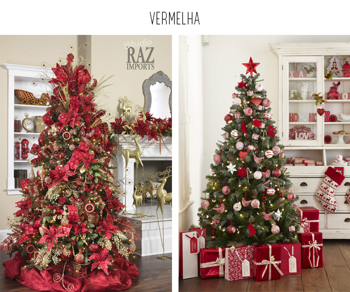 Inspiração - Decoração de árvore de natal: Vermelha